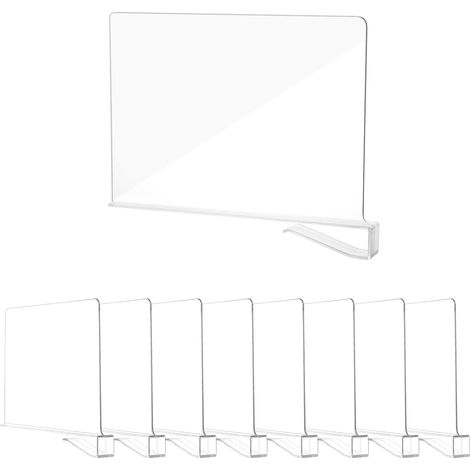 8 Pieces Séparateur d'Étagère en Acrylique - Rangement Sac à Main, 30×20cm, Séparateur Multifonctionnel, Adapté pour Armoire, Meuble et Bibliothèque pour Organisation et Rangement (1/5)