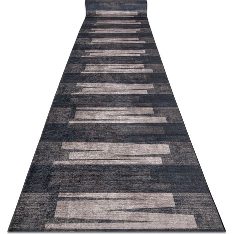 Alfombra de pasillo con refuerzo de goma LOTUS VENETO 60910 Rayas, geométricos marrón lavable 60 cm brown 60x540 cm (1/5)