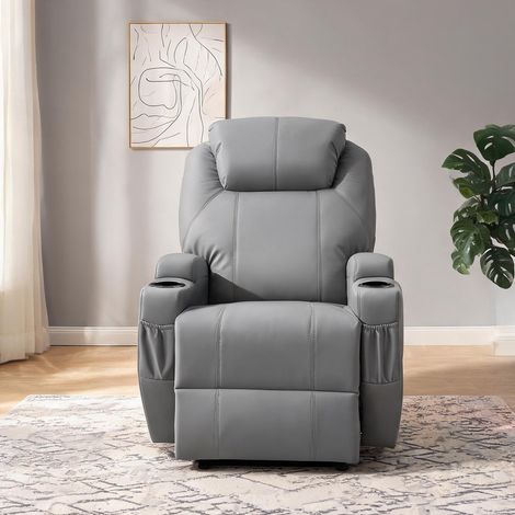 Fauteuil de massage gris clair en simili cuir 82 x 97 x 110 cm (1/5)