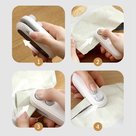 Mini machine à sceller portable, rechargeable et manuelle, pour un usage domestique, idéale pour sceller à chaud les sachets de snacks et les sacs en plastique. (1/4)