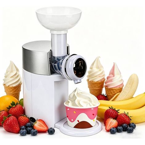 Machine à crème glacée - Machine à crème glacée de cuisine domestique - Machine à dessert glacé en forme de cne de fruits - Machine à crème glacée et à yaourt faite maison pour l'été - Blanc - 1 pièce (1/5)