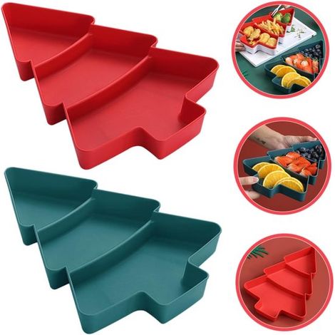 Obstschale 2 teilig Obstkorb Küchenorganizer Küchenhelfer Weihnachtsbaum Weihnachtsbaumförmiger Teller Dekorative Schale Modern Kunststoff für So (1/5)