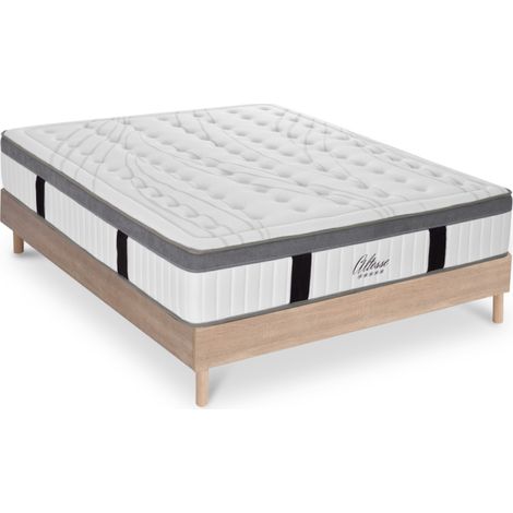 Ensemble Matelas Altesse Mousse Accueil Mémoire - 26 cm et Sommier Kit Bois - 160 x 200 cm (1/5)