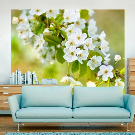 Papier peint fleurs de cerisier délicates - 250 x 193 cm (1/4)