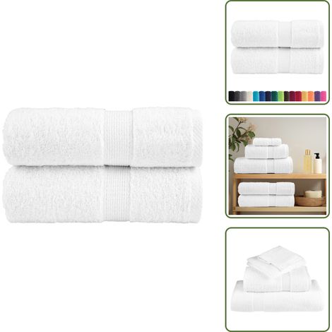 The Living Store Serviettes d'invité de qualité supérieure SOLUND 2 pcs blanc - Serviette de bain (1/5)