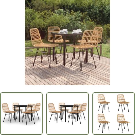 Salle à manger extérieur - Ensemble à manger de jardin 5pcs Résine tressée (1/5)