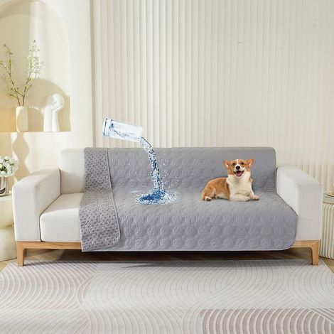 Housse imperméable canapé,Housse Impermeable canape lit, avec Base antidérapante, Protection canapé Chien,Chat(gris,76x178 cm) (1/5)