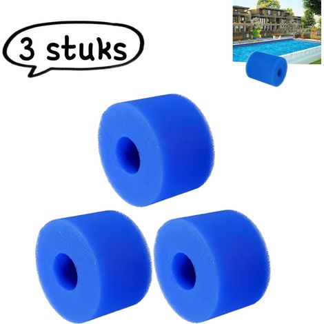 Éponge filtrante de piscine en 3 parties - Éponge filtrante réutilisable et lavable - Éponge de nettoyage bleue - 108 x 40 x 73 mm - Bleue (1/5)