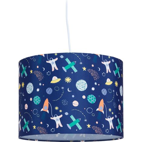 Lampe Suspendue pour Chambre d’Enfant, Motif Espace, HxD : 155x35 cm, Suspension, Lustre planètes, Multicolore (1/5)