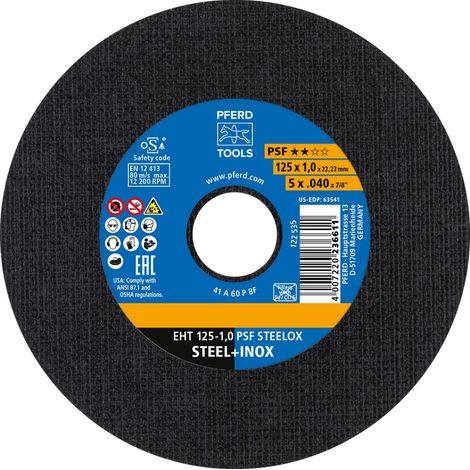 PFERD TOOLS Trennscheibe EHT 125-1,0 PSF STEELOX TIN 10 10 Stk (1/5)