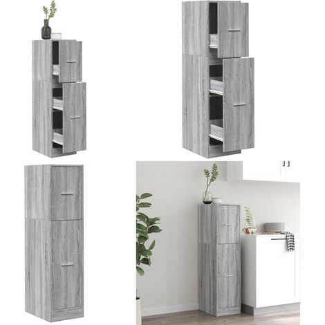 vidaXL Apothekerschrank Grau Sonoma 30x41x118 cm Holzwerkstoff