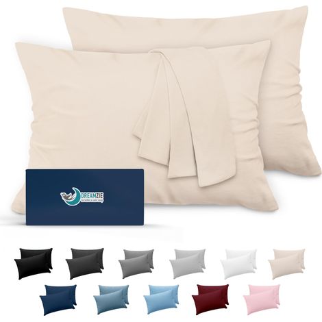 Taie Oreiller 40x60 Lot de 2 en Microfibre Housse Coussin Douce Et Brossée, Toucher Peau de Pêche - Beige (1/5)