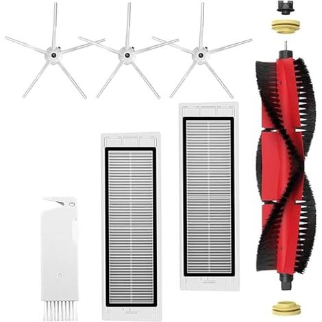 Accessoires de rechange pour aspirateur robot roborock S5 Max/S6 Max/S6 Pure/S6 MaxV/S50/S51/S55/S60/S65/S5/S6, kit d'accessoires contient 1 brosse de tête, 2 filtres HEPA, 3 brosses latérales, 1 (1/5)