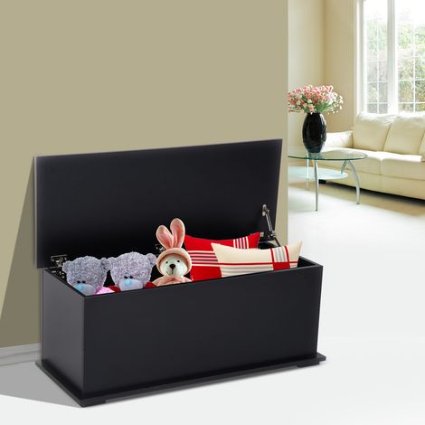 Coffre de rangement à jouets grande capacité de charnière verrouillée en bois 100 x 40 x cm - noir