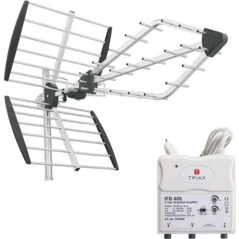 TRIAX PACK VIPER Antenne TNT Rateau TV Prémontée + Amplificateur d'intérieur 2 Sorties