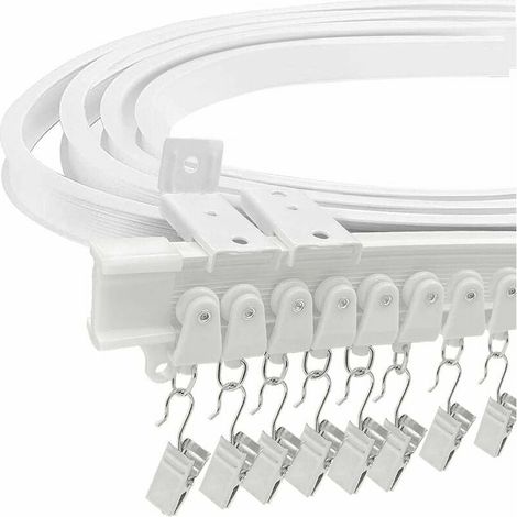 Tringle À Rideaux - Rail Flexible Plafond/Mur - Pour Baie Vitrée Séparateur De Pièce - 5 M - Acier Plastique Renforcé