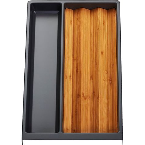 Mehrzweckeinsatz SEPARADO Individual schiefergrau genarbt (300 x 474 x 51 mm) Schubladeneinsatz ab 40cm Schrankbreite inkl. Bambus Gewürzeinsatz von SOTECH