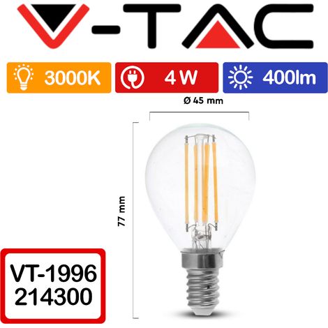 V-Tac Lampadina led filamento E14 4w bulbo filamento trasparente  luce calda, na Bianco caldo (1/5)