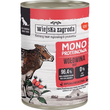 Wiejska Zagroda Comida Húmeda para Perros Adultos Monoproteico Carne de Vacuno 400g