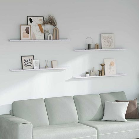 vidaXL  Wall Shelf  4 pcs White Marble 115 x 9 x 3 cm Engineered Wood