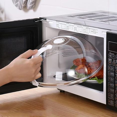 26cm Couvercle antiéclaboussures pour microondes, couvercle transparent avec poignée, accessoire indispensable pour la cuisine, sans BPA, en plastique sûr (1/5)