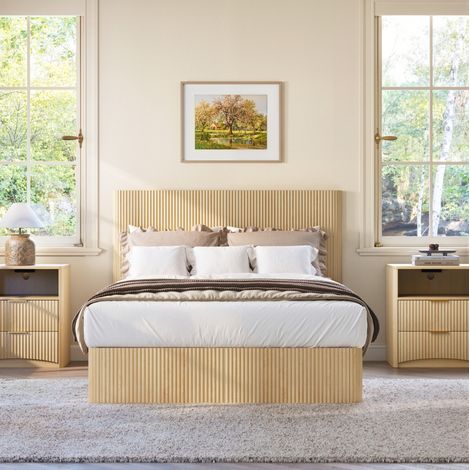 Letto contenitore 140x200 cm rovere chiaro in MDF e metallo con sollevamento idraulico (1/5)