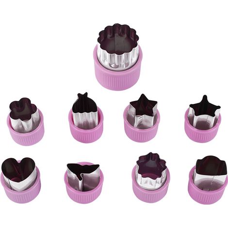 9-teiliges Ausstechformen-Set aus Edelstahl für Obst und Gemüse mit Schutzgriff zur Dekoration von Kuchen, Fondantkeksen und Gebäck