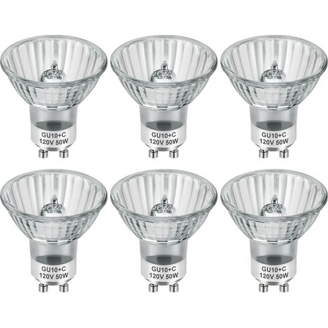 Ampoule halogène GU10 120 V 50 W pour hottes de cuisine et de salle de bain, GU10+C, lot de 6