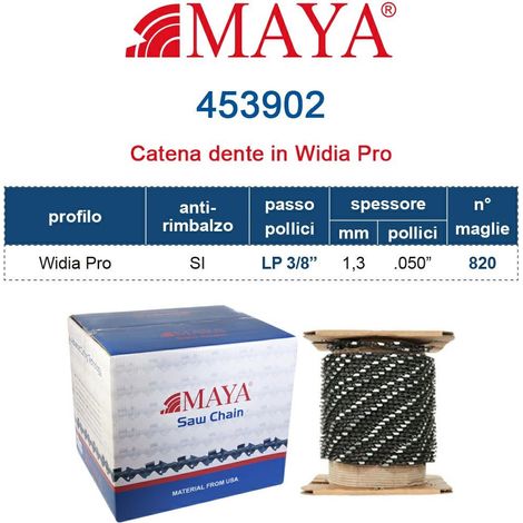 Rotolo Catena Motosega LP 3/8" - 1,3 mm .050" - 820 maglie Prof. Widia Pro con antirimbalzo 453902