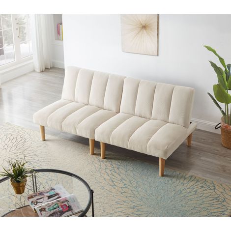 Canapé convertible 2 places 167 cm, sofa-lit pliable avec dossier inclinable 3 positions, lit d’appoint petits espaces - Beige (1/3)