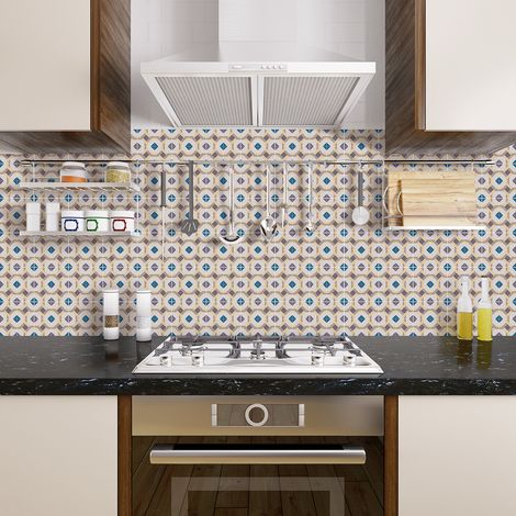 Sticker Mural Carrelage adhésif Cuisine Salle de Bain - 60 STICKERS CARRELAGES AZULEJOS EZEQUIEL - 60stickers10x10cm (1/5)