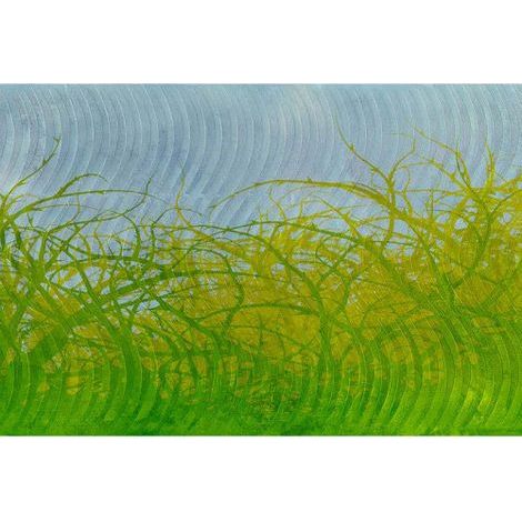 Papier peint panoramique nature vert & bleu avec relief Tapisserie panoramique original motif ronces Papier peint panoramique pour couloir arbre (1/3)