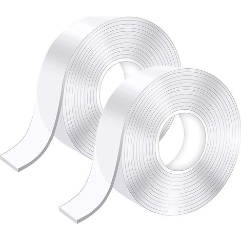 6M Ruban Adhésif Double Face Extra Fort, Transparent Lavable Fin Nano Tape, Amovible Traceless Bande Antidérapant, Réutilisable Double-Face Gel pour Tapis, Maison ou Bureau (1/5)