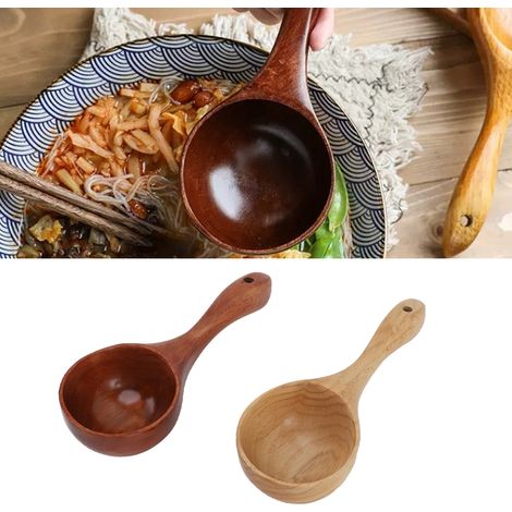Grande cuillère à soupe en bois de style japonais, grande louche à soupe en bois, cuillère à soupe ménagère, cuillère à café. (1/5)
