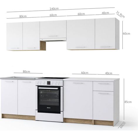 Conjunto de cocina Houston 856, Antracita + Craft roble, 240x60cm, Encimera, Aglomerado laminado (1/4)