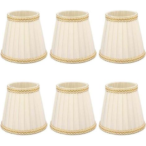 GABRIELLE Abat-jour, 6 Pièces Petit Abat-jour Clip sur Tambour Abat-jour Tissu pour Lustre Bougie Ampoules Accessoires D\'éclairage E14, Pinces (1/4)