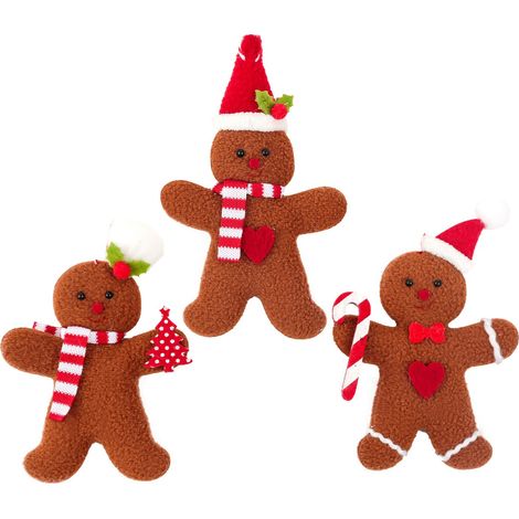 Décoration de Noël - Pendentif figurine en pain d'épice - Décoration pour sapin de Noël (ensemble de 3 pièces) (1/5)