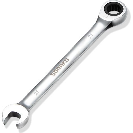 21 mm flacher Ratschenschlüssel, Ratschen-Maulschlüssel, Reparaturwerkzeuge für zu Hause, Ratschen-Maulschlüssel mit 72 Zähnen und 5°-Winkel aus Chrom-Vanadium-Stahl (1/5)