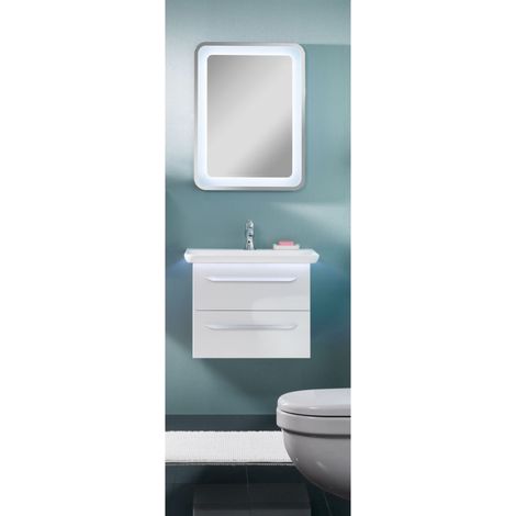 Lanzet M9 Badmöbel Set 4-teilig, 70cm breit, Weiß, mit LED u. Spiegelelement"-"90129145 (1/5)
