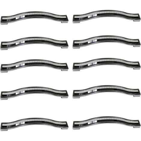 Lot de 10 poignées de tiroir en alliage strass cristal pour commode armoire de cuisine placard, noir et blanc, 128MM-10PCS (1/4)