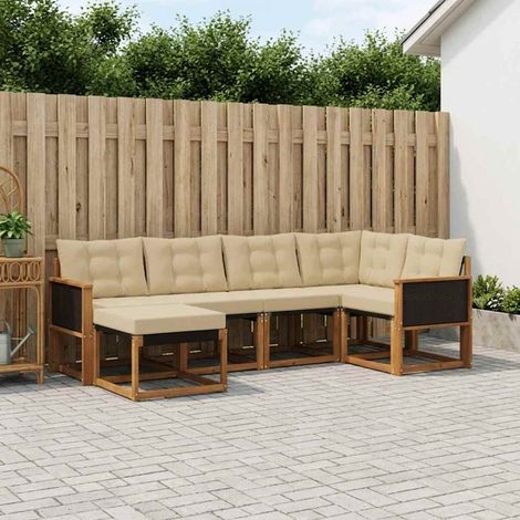 vidaXL Outdoor-Sofagarnitur mit Kissen 6 pcs Natur und Beige (1/5)