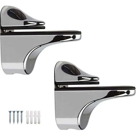 Staffa regolabile in 2 parti per mensole in vetro, supporto per mensole in legno/vetro con spessore da 5 a 22 mm -Crezuo