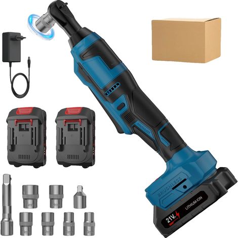 Llave de carraca, alto par, diseño compacto, con 2 baterías. (1/2)