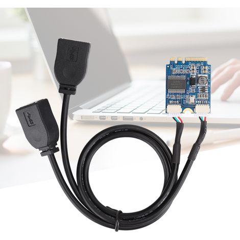 Carte d'adaptateur M.2 NGFF double port USB 2.0 pour connecteurs A+E (1/4)