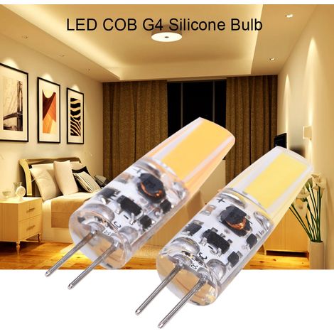Lot de 10 ampoules G4 COB LED silicone non dimmables AC/DC12-24V (blanc chaud)