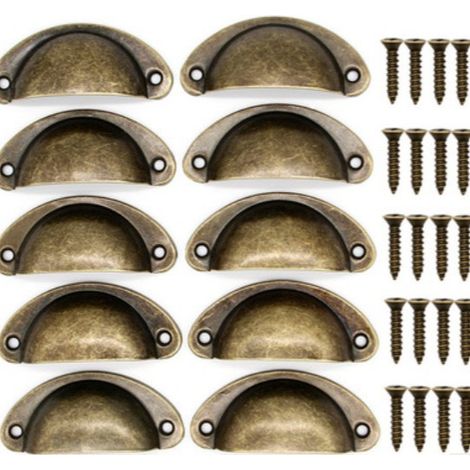 Sollbry 10 Poignées de Tasse Coquille, Poignées de Tirage de Tiroir Vintage, Poignées et Boutons de Porte de Placard de Cuisine Rétro Semi-cercle, Poignées de Porte de Commode de Meuble (1/5)