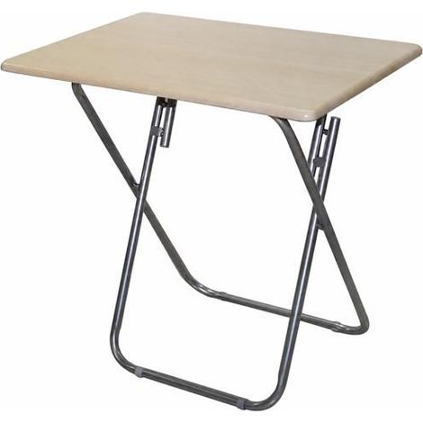 Table pliante multifonction - JUANIO - 73x52x75 cm - Plateau MDF effet bois - Structure métallique - Pliable compact (1/4)