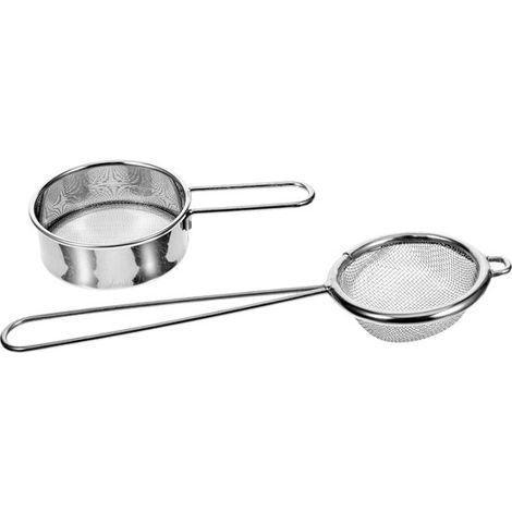 Tamiz multifuncional de 2 piezas, práctico y multifuncional, con malla fina, para utensilios de cocina y repostería. (1/5)