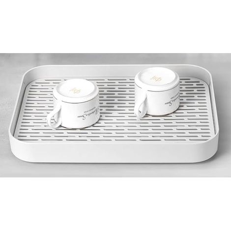 Tier Dish Drying Rack with Drip Tray, Tea Tray for Cups, Fruit Bowls, Coffee Utensils (1/4)