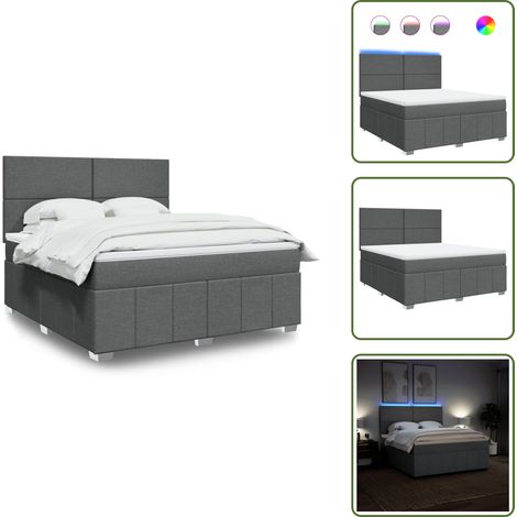 Cama ajustable - vidaXL Cama box spring con colchón tela gris oscuro 180x200 cm - Cama con cabecero